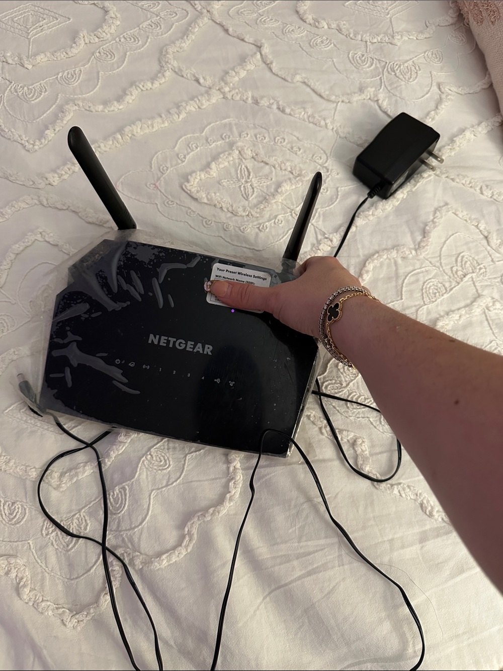 netgear black wireless router with dual external antennas